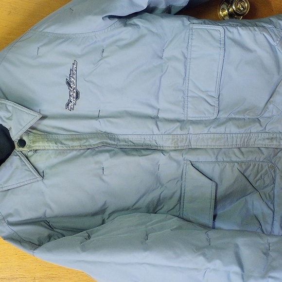 Harley-Davidson XL Embroidered Gray/Black Reversible Winter Biker Coat - Picture 2 of 8